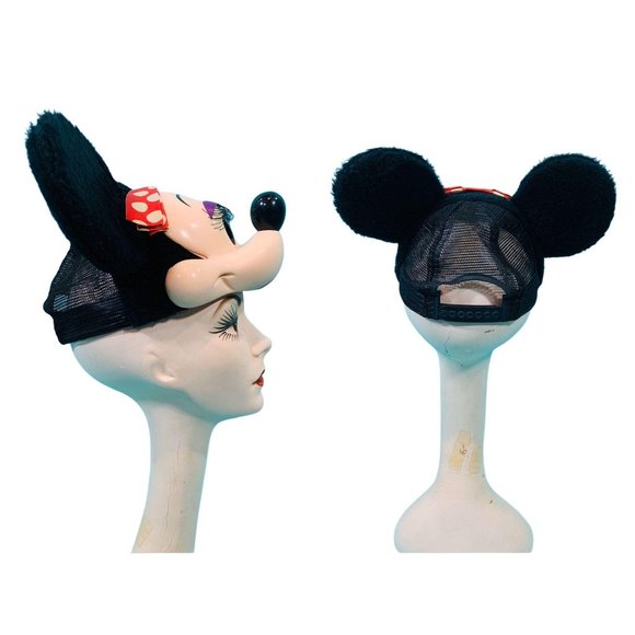 Vintage 1990s Minnie Mouse Hat Disney Ears Face Baseball Snapback - Picture 7 of 10